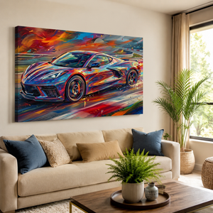 Abstract Corvette Canvas Wall Art – The American Icon | 3 & 5 Panel Garage Décor Print