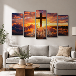 Hands Folded in Faith Canvas Wall Art – Christian Inspirational Print | 1, 3 & 5 Panel