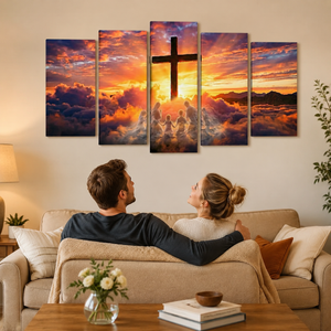 Hands Folded in Faith Canvas Wall Art – Christian Inspirational Print | 1, 3 & 5 Panel