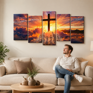 Hands Folded in Faith Canvas Wall Art – Christian Inspirational Print | 1, 3 & 5 Panel