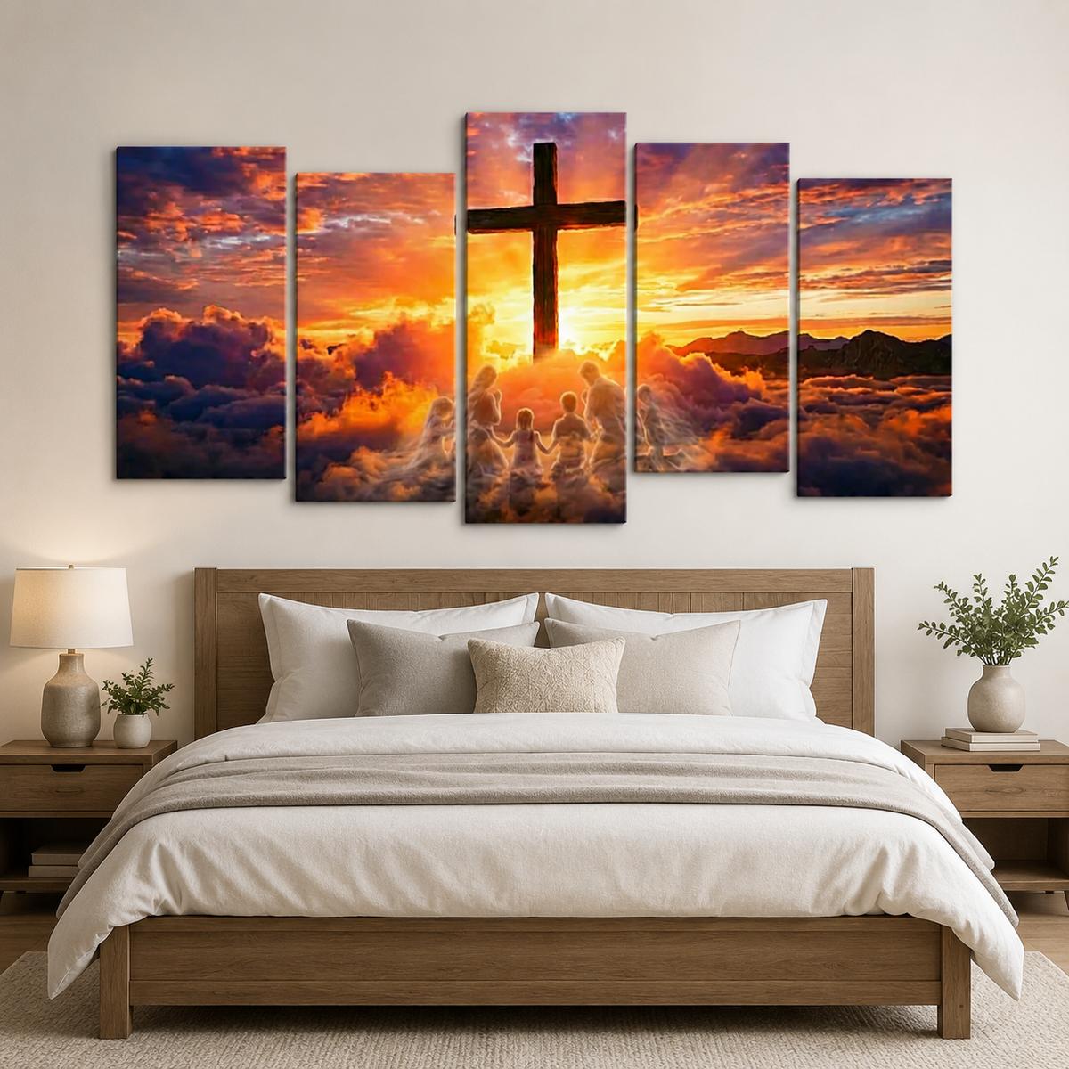 Hands Folded in Faith Canvas Wall Art – Christian Inspirational Print | 1, 3 & 5 Panel