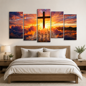 Hands Folded in Faith Canvas Wall Art – Christian Inspirational Print | 1, 3 & 5 Panel