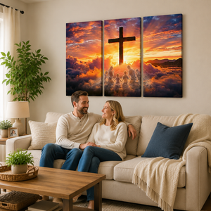 Hands Folded in Faith Canvas Wall Art – Christian Inspirational Print | 1, 3 & 5 Panel
