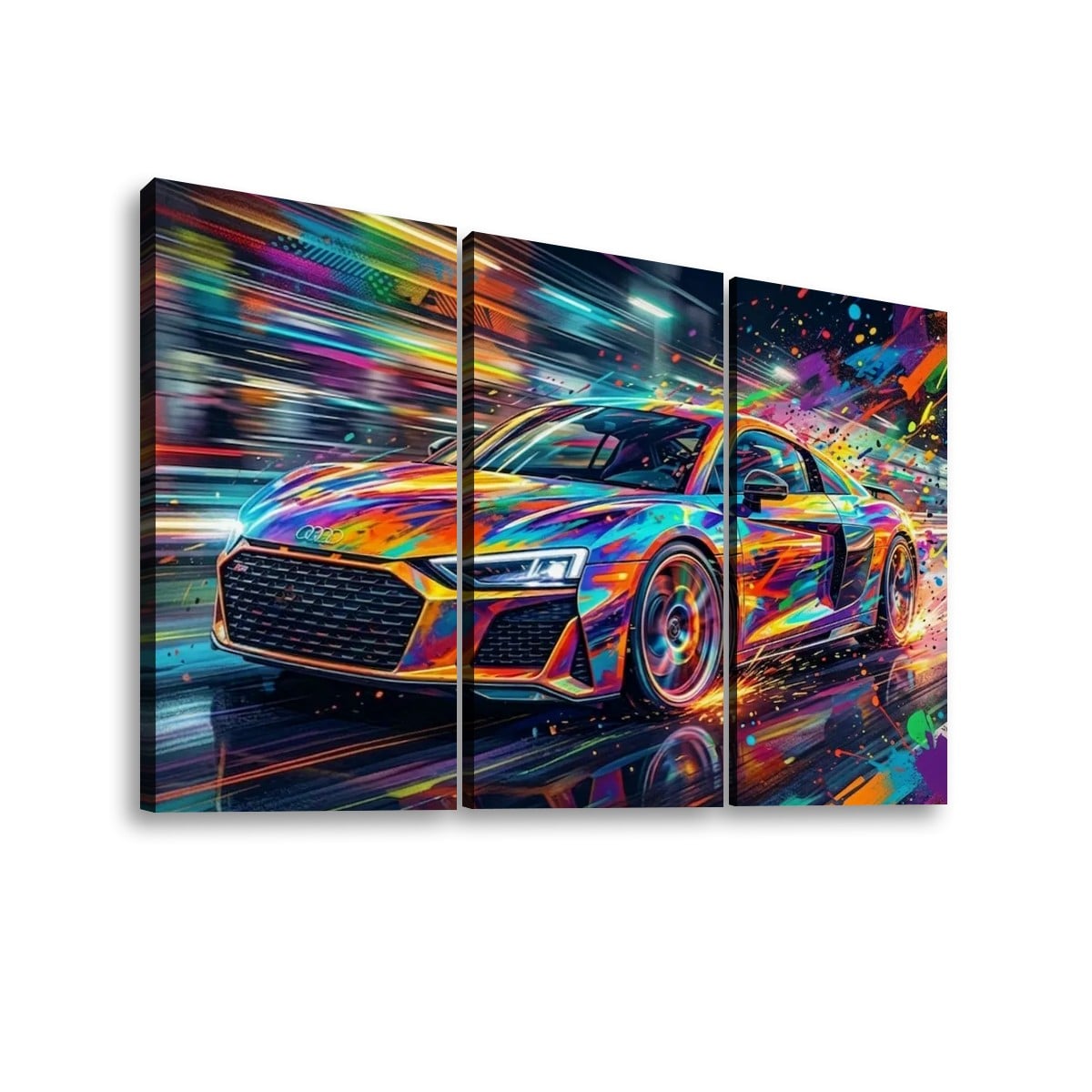 Supercar Abstract Multi-Color — 5-Panel Level Canvas Wall Art