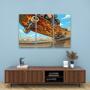 Kids Room Skateboard Canvas Wall Art – Bold Street Style Print | 1, 3 & 5 Panel
