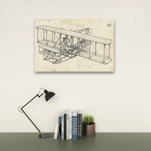 First Flight — Wright Brothers Sketch 5-Panel Canvas Wall Art