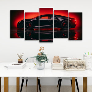 Dark Reflection – Bugatti Chiron 5-Panel Canvas Wall Art
