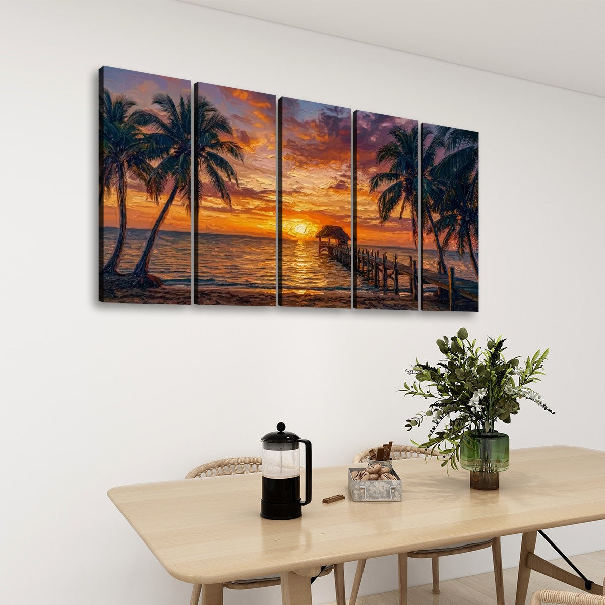 Dock at Sunset Canvas Wall Art – 5-Panel Level