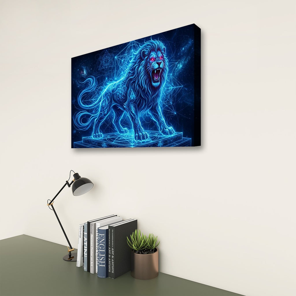 Electric Blue Lion Mane Living Room Above Sofa Wall Art