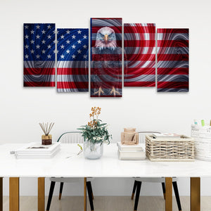 Spirit of America – Ghost Eagle US Flag Swirl 5-Panel Canvas Wall Art