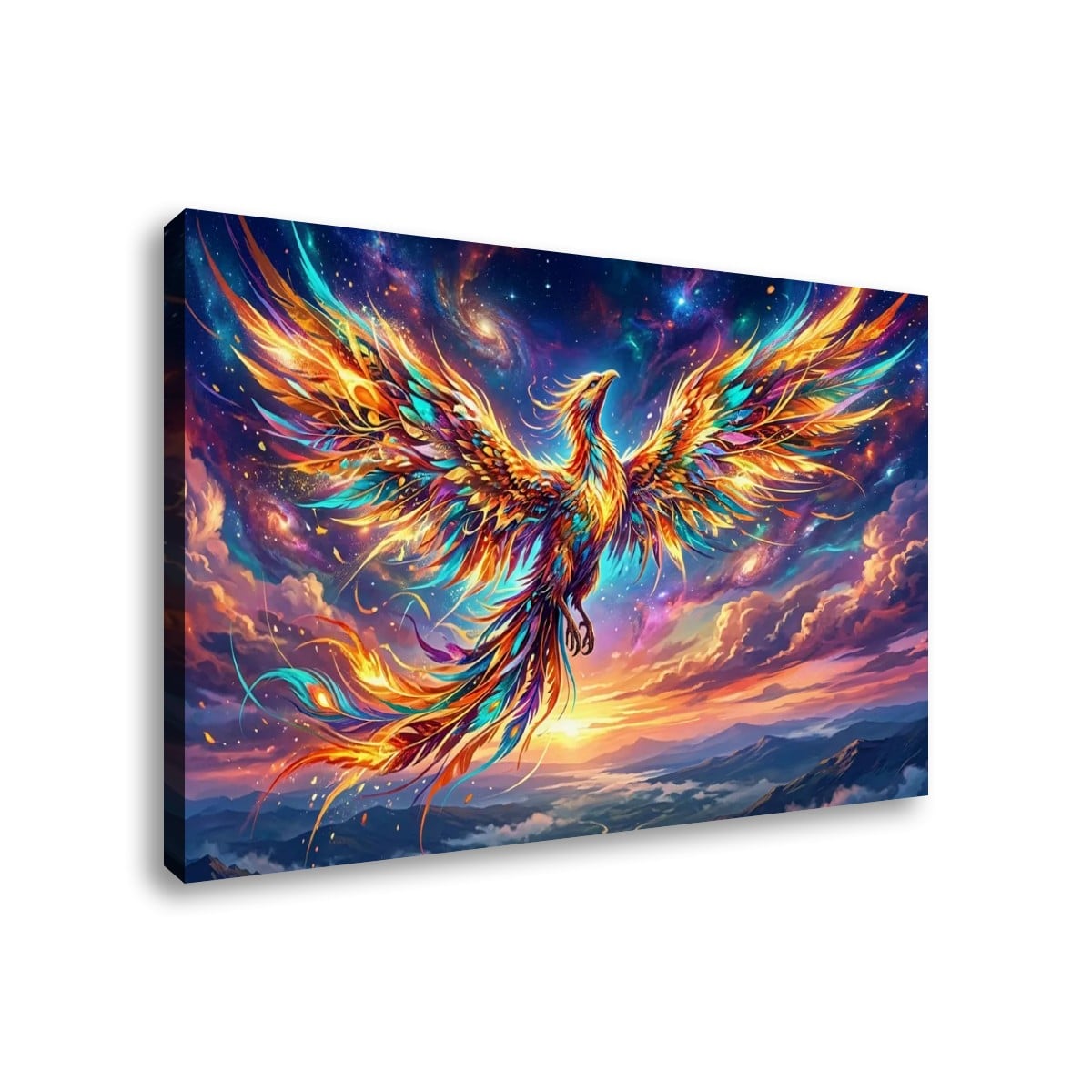 Multi-Colored Phoenix Wings Abstract Canvas Panel Wall Art
