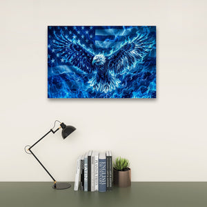 Blue Eagle – Abstract US Waving Flag 5-Panel Canvas Wall Art