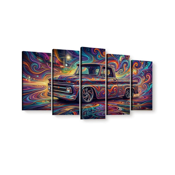1966 Chevy C10 Fleetside Shortbed Canvas Wall Art – Abstract Fidelity | Multi-Panel Classic Truck Print