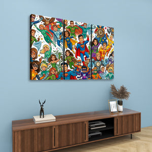 Kids Superhero Wall Art – 1, 3 & 5 Panel Canvas Print for Boys & Girls