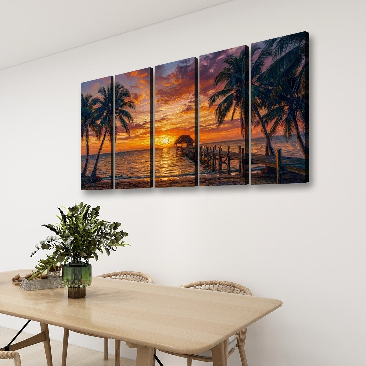 Dock at Sunset Canvas Wall Art – 5-Panel Level