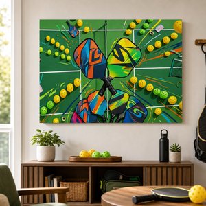 Multi-Colored Pickleball Canvas Wall Art — Vibrant Sports Print