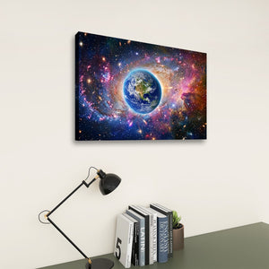 Cosmic Sovereignty – Earth & USA Universe 5-Panel Canvas Wall Art