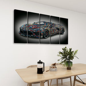 Corvette Generations – All-Era 5-Panel Canvas Wall Art