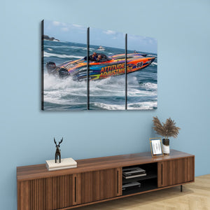 Attitude Adjustment – Twin-Engine Racing Boat 5-Panel Canvas Wall Art
