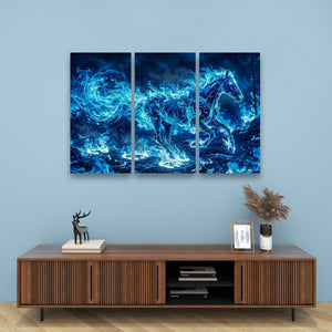 Blue Fire Horse — Abstract Original Canvas Wall Art