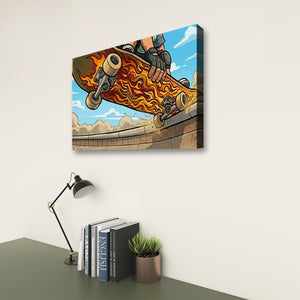 Kids Room Skateboard Canvas Wall Art – Bold Street Style Print | 1, 3 & 5 Panel