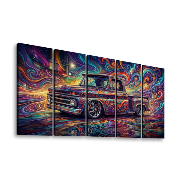 1966 Chevy C10 Stepside Shortbed Canvas Wall Art – Abstract Fidelity | Multi-Panel Classic Truck Print