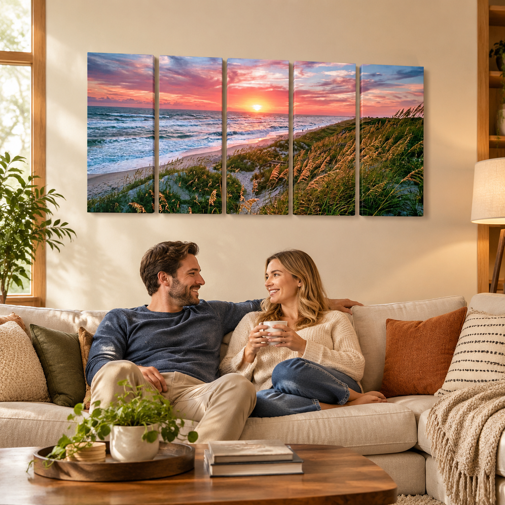 1, 3, 5 Panel Dunes at Sunset — Gulf of America Canvas Wall Art