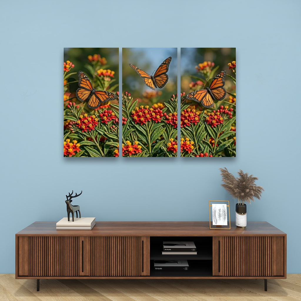 Monarch Butterfly Garden — 3D Milkweed Canvas Wall Art