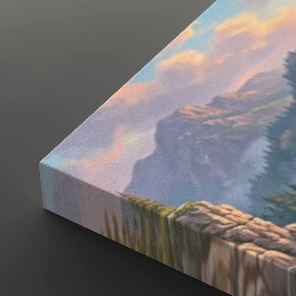 Waterfall Landscape Mountain Multi-Color Scene 5-Panel Canvas Wall Art