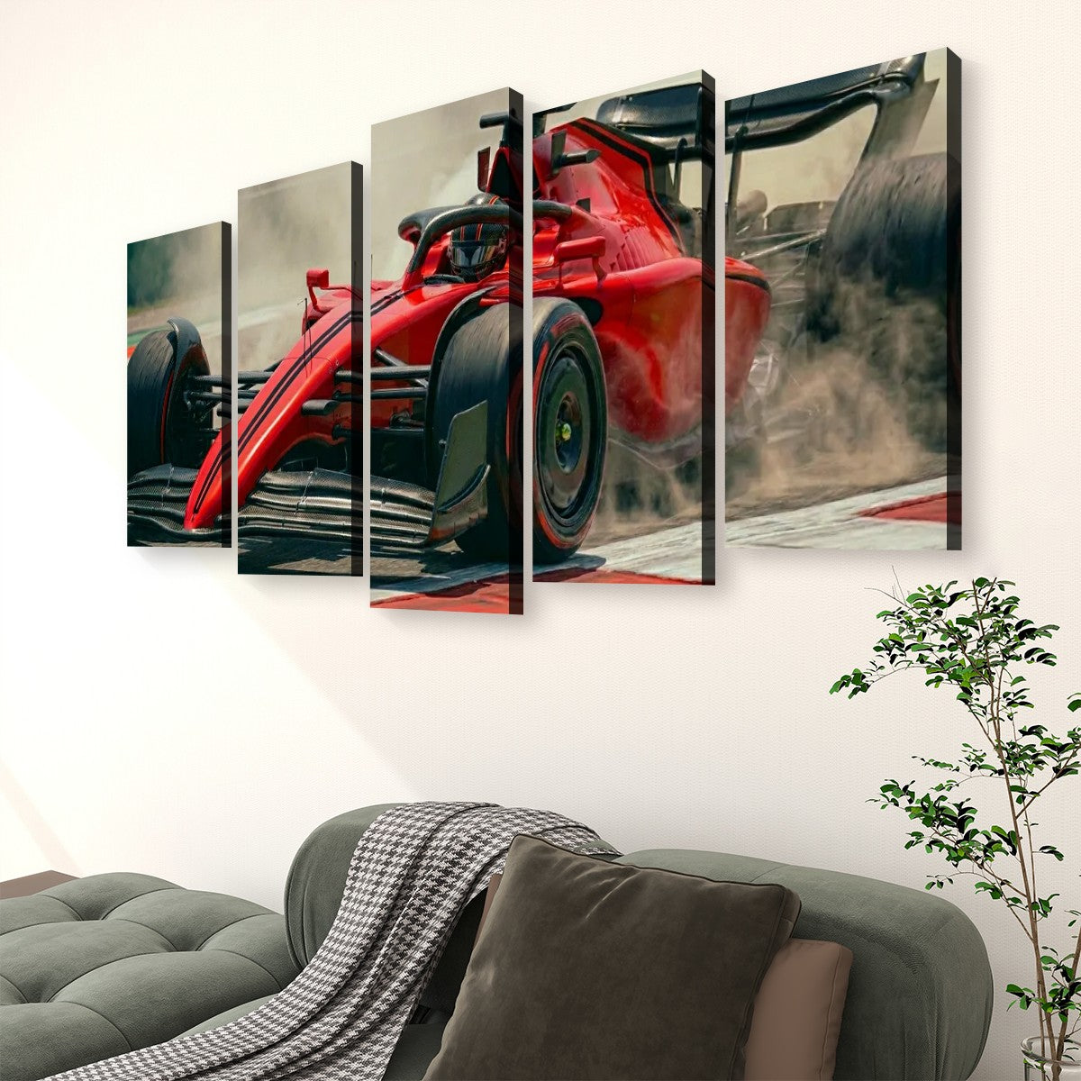 Formula 1 Racing Canvas Wall Art – Full Throttle F1 Speed Print | 1, 3 & 5 Panel Garage Décor