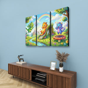 Playful Dragons Wall Art – 1, 3 & 5 Panel Canvas Print