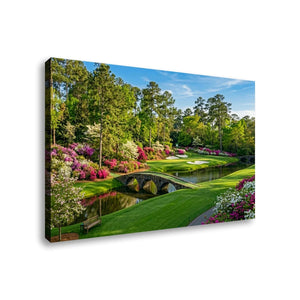 Georgia Golf Course Canvas Wall Art — Flowers, Water & Bridge Multi-Panel Print