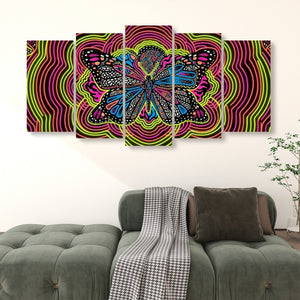 Neon Wings – Psychedelic Butterfly Multi-Panel 3 and 5 Panel Canvas Wall Art