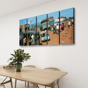 Chaos on the Road to Ben Hue – Vietnam War 5-Panel Canvas Wall Art