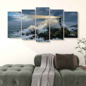 Stormy Lighthouse Canvas Wall Art | 1, 3 & 5 Panel