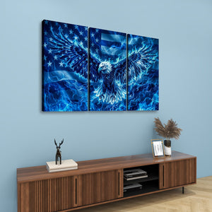 Blue Eagle – Abstract US Waving Flag 5-Panel Canvas Wall Art