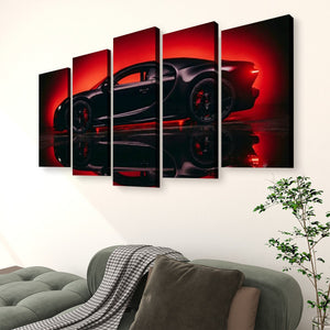 Dark Reflection – Bugatti Chiron 5-Panel Canvas Wall Art