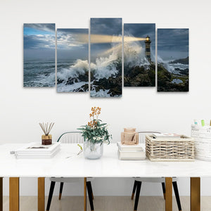 Stormy Lighthouse Canvas Wall Art | 1, 3 & 5 Panel