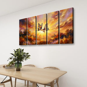 Golden Hour Butterflies – Warm & Ethereal Canvas Wall Art