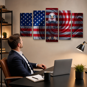 Spirit of America – Ghost Eagle US Flag Swirl 5-Panel Canvas Wall Art