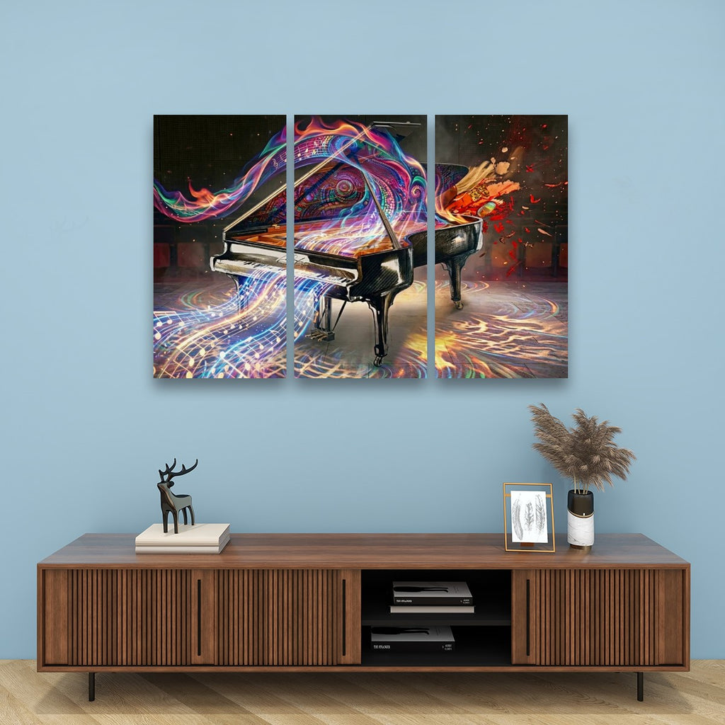 5-Panel Level Abstract Music Notes Piano Canvas Wall Art | Multi-Panel Print