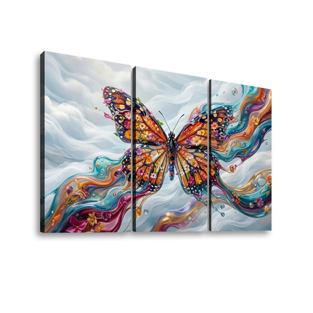 Monarch Butterfly Abstract Canvas Wall Art – Abstract Fidelity | 3 & 5 Panel Multi-Panel Print