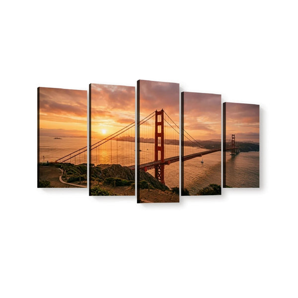 Golden Gate Bridge Canvas Wall Art – Golden Hour San Francisco | Multi-Panel Landmark Print