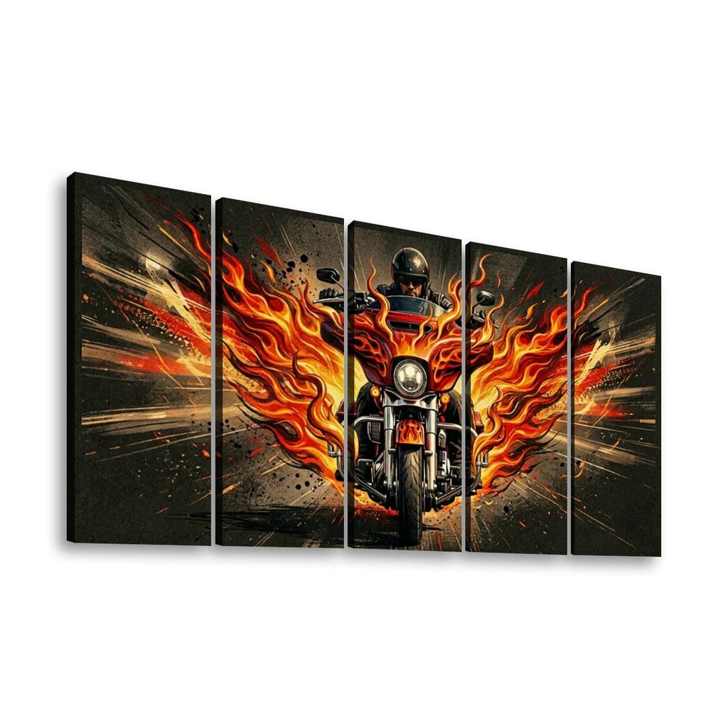 Custom Flame Paint Bagger Dresser Motorcycle Canvas Wall Art