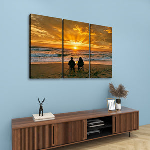 Sunset Surf – Couple on the Beach 5-Panel Canvas Wall Art