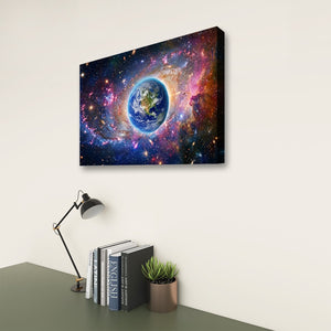 Cosmic Sovereignty – Earth & USA Universe 5-Panel Canvas Wall Art