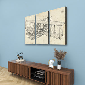 First Flight — Wright Brothers Sketch 5-Panel Canvas Wall Art