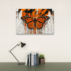 Reign of Color – Monarch Butterfly Dripping Paint 5-Panel Canvas Wall Art