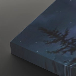 Howling Wolves with Blue Moon — 5-Panel Canvas Wall Art
