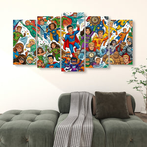 Kids Superhero Wall Art – 1, 3 & 5 Panel Canvas Print for Boys & Girls